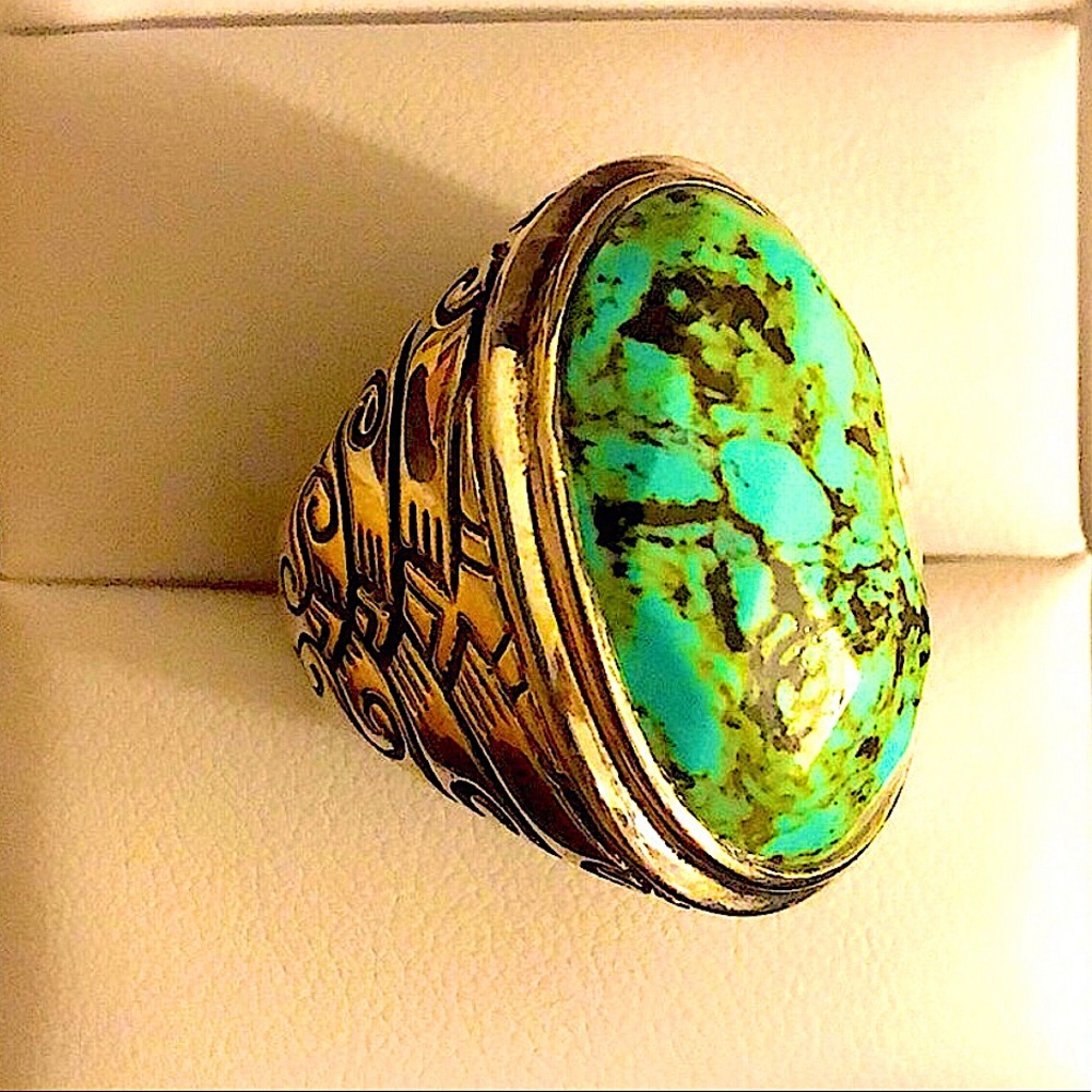 🦋Oval Large silver  turquoise ring🦋